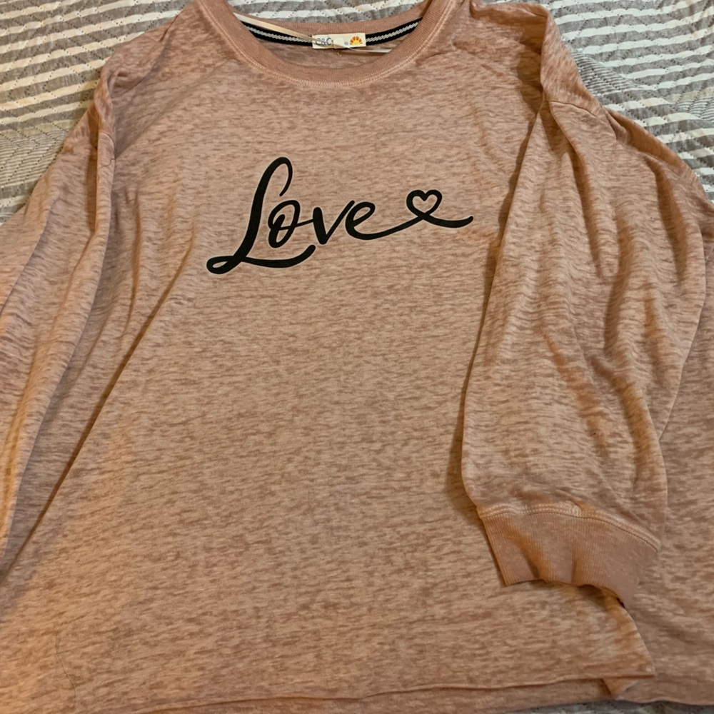 Light weight long sleeve T.  Rose Mauve washed color New condition. .
